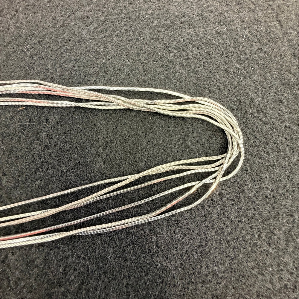 Liquid Silver Long 6 Strand Chain Layered Necklace Silver Tone 17in Minimalist - Picture 4 of 9